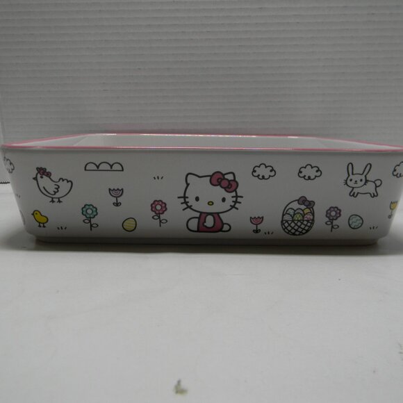 Hello Kitty by Sanrio Casserole Dish 9" x 9" Easter Rabbit Eggs NEW - Picture 2 of 4